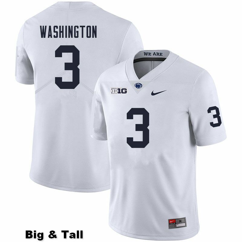 NCAA Nike Men's Penn State Nittany Lions Parker Washington #3 College Football Authentic Big & Tall White Stitched Jersey HNL5898CU